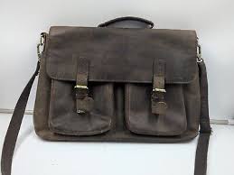 KomalC Brown Leather Briefcase Laptop Messenger Satchel Bag ...