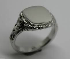 New Solid Genuine Large Mens 9ct White Gold Square Engraved ...