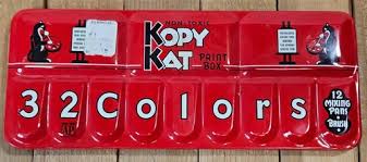 VINTAGE 1930S KOPY KAT PAINT BOX 32 COLORS 12 MIXING PANS ...