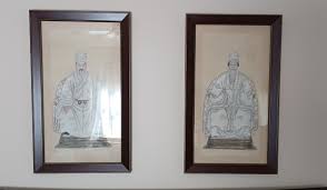 Hand Painted Oil 1950's Asian Art Deco on Silk Canvas ...