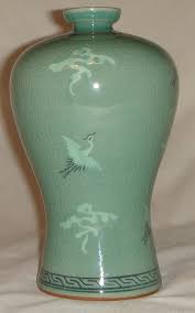Korean Celadon Ware Hand Painted Vase – Tupper's - Antiques ...