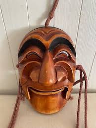 KOREAN VINTAGE HAHOE MASK W/MOVABLE MOUTH WALL ART | eBay