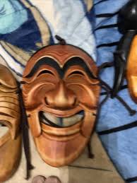 Vintage Korean Traditional Hahoe Folk Art Hand Carved Wooden Face Mask 8.5" | eBay