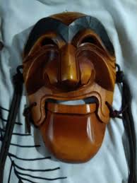 Korean Wooden Mask. Insadong Hahoe. Man with movable mouth and women mask. 9" | eBay