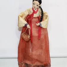 Vintage Korean Cloth Doll on Stand Holding Basket - Etsy