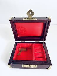 Vintage Beautiful Chinese Wood Jewelry Box Jade Inlay Brass Mounts 5-1/2”W X 4”D | eBay Australia