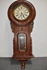 Large Carved Mahogany Modern Regulator Wall Clock