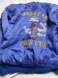 Vintage 80s Souvenir Embroidery Jacket Military Ma1 Bomber ...