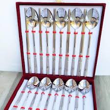 Set/10 Vintage Korean Stainless Steel Metal Dinner Spoons ...