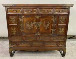 Antique Korean Tansu Butterfly Cabinet or Chest Elm Wood with Brass Inlay | eBay