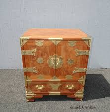 Asian Tansu Style Burl Inlay Vintage Chest Cabinet Side Table W Brass Hardware - Etsy