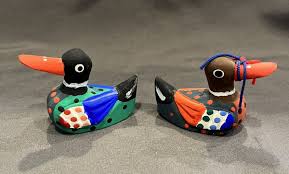Lot of 2 Hand Painted Miniature Wood Duck Decoys 2.25" Long ...