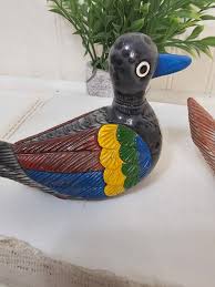 Vintage Carved & Painted Stone Mallard Duck Paperweights - Etsy