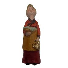 Handmade Funny Lady With Teapot Basket Vintage Clay Figurine | eBay