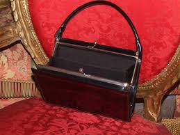 Buy BEAUTIFUL! FASHIONABLE! French, Vintage, Silver Metal Frame & Clutch Closed, Glossy Black Imitation Leather, Black Viscose Lining, Purse Bag Online in India - Etsy