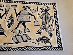LARGE Vintage African Korhogo Handpainted Mud Cloth Senufo ...