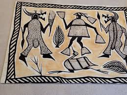 LARGE Vintage African Korhogo Handpainted Mud Cloth ...