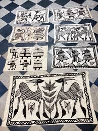 Korhogo Mud Cloth Wall Hanging Tapestry Two Hunters With ...