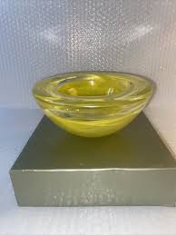 Kosta Boda Sweden Atoll Swirl Art Glass Bowl Yellow/Clear 7”D, label attached B | eBay