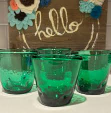 Emerald Green Crackle Whiskey Glasses | Green Old Fashioned ...