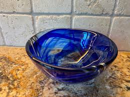 Kosta Boda Bowl Sweden Small Cobalt Blue Cloud Swirl Atoll ...