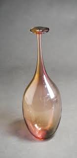 Lot - Kjell Engman for Kosta Boda Sweden Glass Bottle Vase, Signed, H: 15 in. (38.10 cm.)