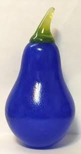 KOSTA BODA Art Glass Fruit FRUTTERIA Blue Pear #99838 signed ...