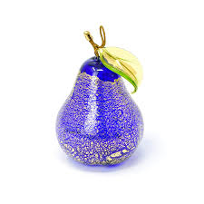 Murano Glass Blown Pear with Gold Foil, Ornament, Made In ...
