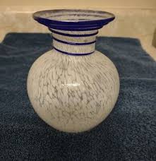 Cobalt Blue Vase With White Crackled Glass 5"tall Antique So Beautiful & Unique | eBay