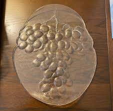 Kosta Boda Sweden Embossed GRAPES 14 3/4" Crystal Platter ...