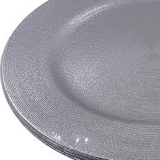 Set of 4 Silver Charger Plates