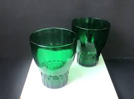 Vintage Whiskey Green Glass Tumbler Set of Two (2) Whiskey ...