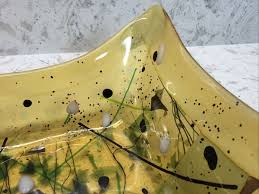 Fused Art Glass Bowl Signed Elyse Ellinger 9 3/4 inches square | eBay Australia