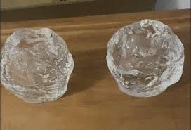 Pair of Glass Snowball Tea Light Holders Unmarked Appear to ...