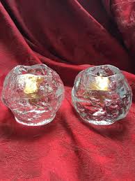 FLAWLESS Stunning KOSTA BODA Pair Ann Warff SNOWBALL Ice ...