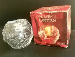 KOSTA BODA Snowball Candle Holder Lantern Crystal w Candle + ...