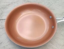 Vntg Red Copper 10" Round Skillet Silver Handle Woth Hole To ...