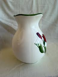 Pitcher Vase Ceramic Vintage, RED Tulips Porcelain Creamer ...