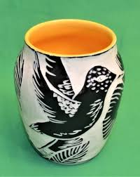 Vintage COLLEEN RILLEY Pottery White Black HUMMINGBIRD ...