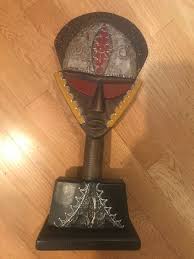 VINTAGE TRIBAL AFRICAN CARVED WOOD AND HAMMERED METAL MASK ...