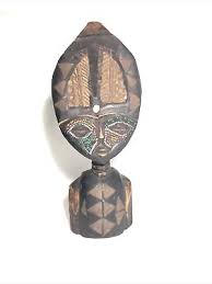 Vintage African Tribal Art 12.5” Carved Wood Bust Statue ...