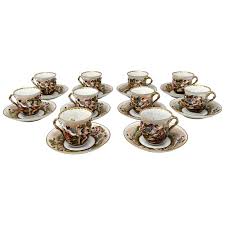 Set of 10 Antique Italian Capo di Monte Demi-Tasse Cups and Saucers, circa 1880's. For Sale at 1stDibs