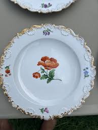 Antique Meissen Porcelain Painted Flowers Plate Set Of Six ...