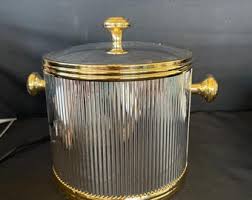 Vintage Silver Gold Metal Ice Bucket - Etsy