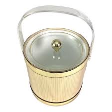 Mid-Century Modern Gold-Tone Metal and Lucite Ice Bucket | Chairish