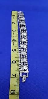 Vintage Chunky Clear Rhinestone Bracelet Wide Chunky Double Baguette 1940s | eBay