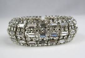BARRERA Wide Silver Bracelet Crystal 1990s For Sale at 1stDibs | wide crystal bracelet, crystal barrera, 1990s bracelets