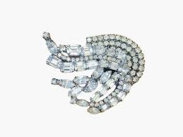 Vintage Signed WEISS Fancy Cut Clear Rhinestone Statement ...