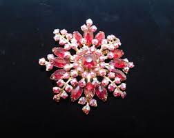 Ruby Red Floral Brooch With Prong Set Navettes and Red AB Stones! - Etsy