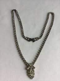 Vintage Rhinestone Silver Tone Necklace 16.5” Center Pendant C51 | eBay